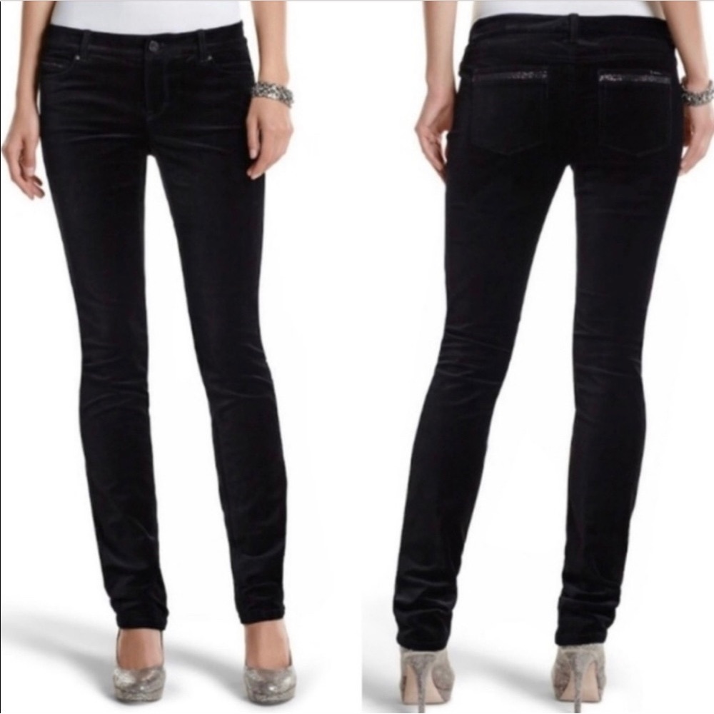 WHBM Velvet Noir Slim Leg Pant 12 Short